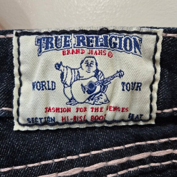 True Religion Dark Wash Boot Cut Denim Jeans Size 28 - Picture 10 of 16